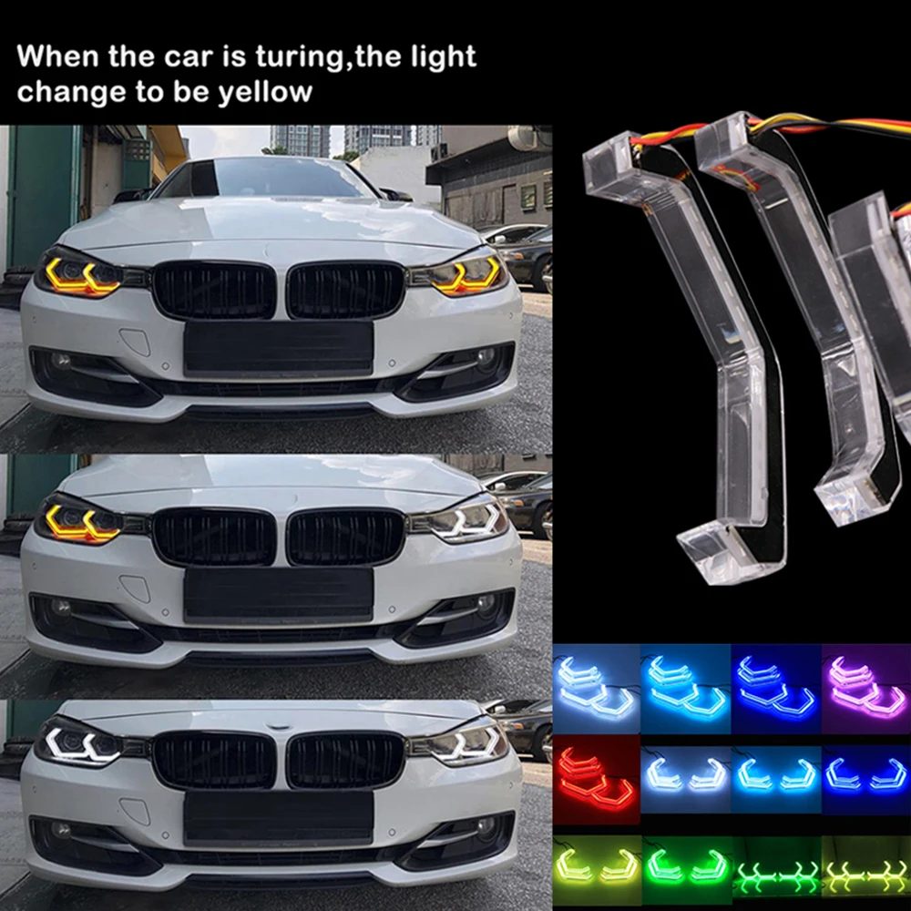 M4 Стиль автомобиля Ангельские Глазки RGB многоцветный 4 шт. SMD светодиодный светильник Bluetooth беспроводной контроллер