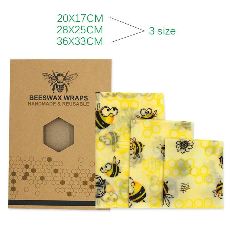 Пчелиный воск свежая обертка ткань для хранения продуктов органический хлопок пчелиная обертка пчелиный воск обертка многоразовая пищевая пленка пчелиный воск упаковка свежая еда - Цвет: Bee honeycomb patten