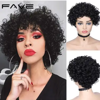 

Short Afro Kinky Curly Wigs FAVE Brazilian Remy Human Hair Wigs for Black Women Short Human Curly Wig Whole Price Free Shipping
