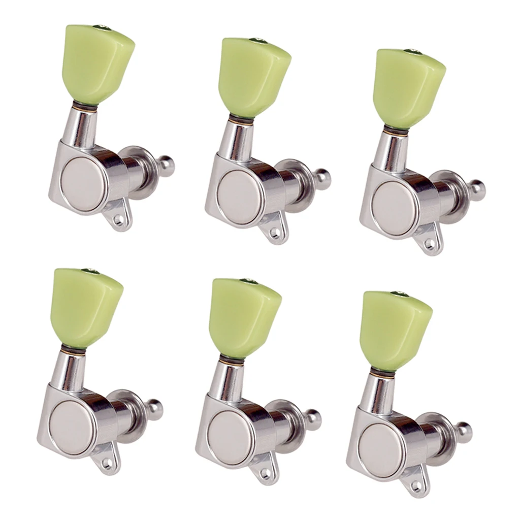 Pack Of 6 Right Closed Tuning Pegs Tuners Machine Heads For Electric Guitar Replacement Parts Silver