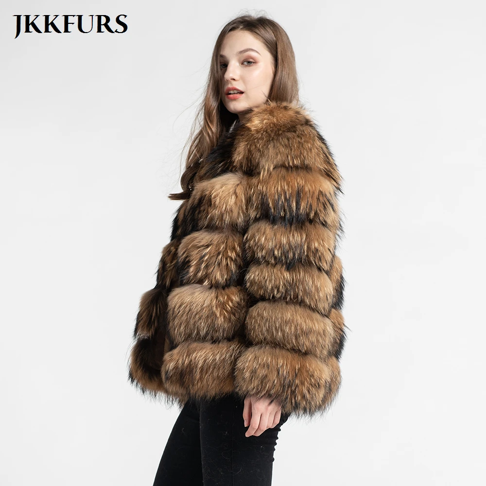 5 рядов пальто из натурального меха енота модный стиль толстый теплый натуральный мех пальто натуральный мех Женская верхняя одежда Высокое качество S7375