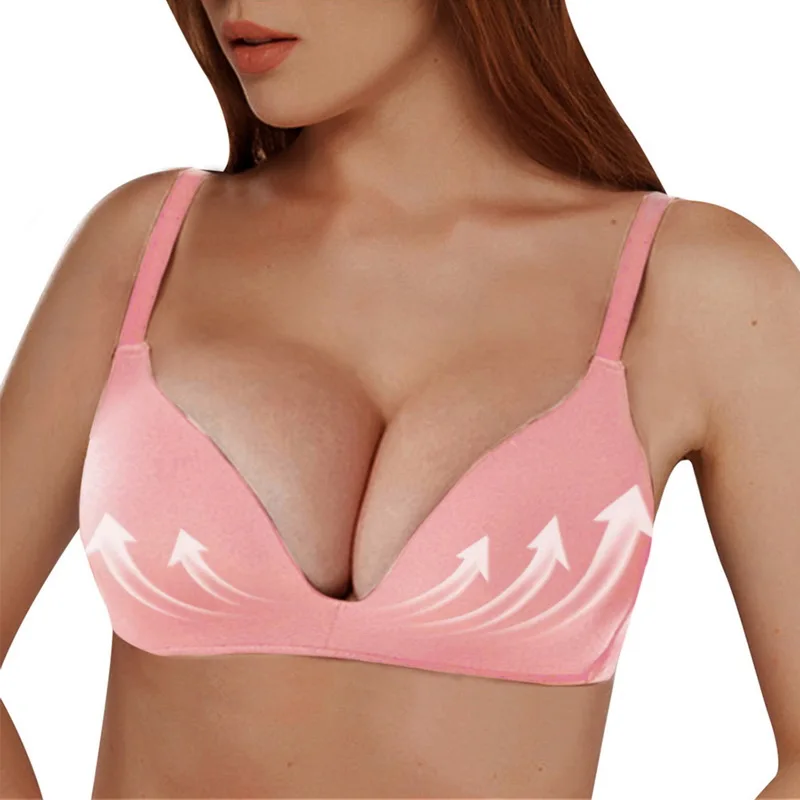 Women Gathered Comfortable Bra Wireless Underwear Solid Large Size Bra Push Up Bra Anti-sag Lingerie Seamless Girl Underwear