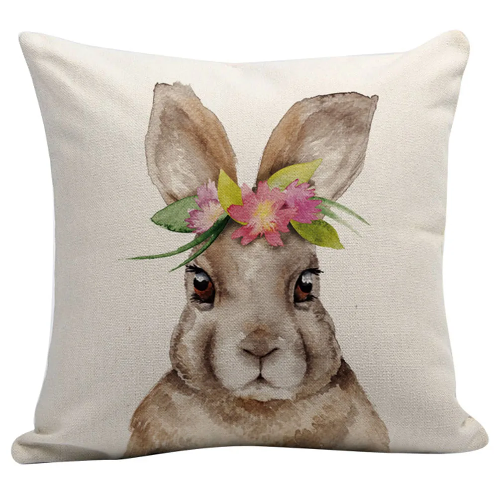 45x45 Cm Easter Bunny Cushion Cover Soft Linen Decorative Zipper Pillow Case Square Digital Printed Office Sofa Festival Throw - Цвет: 5