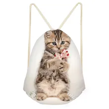 Модный шнурок сумка белая сумка новая 3D озорной кот Рисунок нарисованная карман сдвиг обувь для школы для девочек мальчиков Прямая поставка