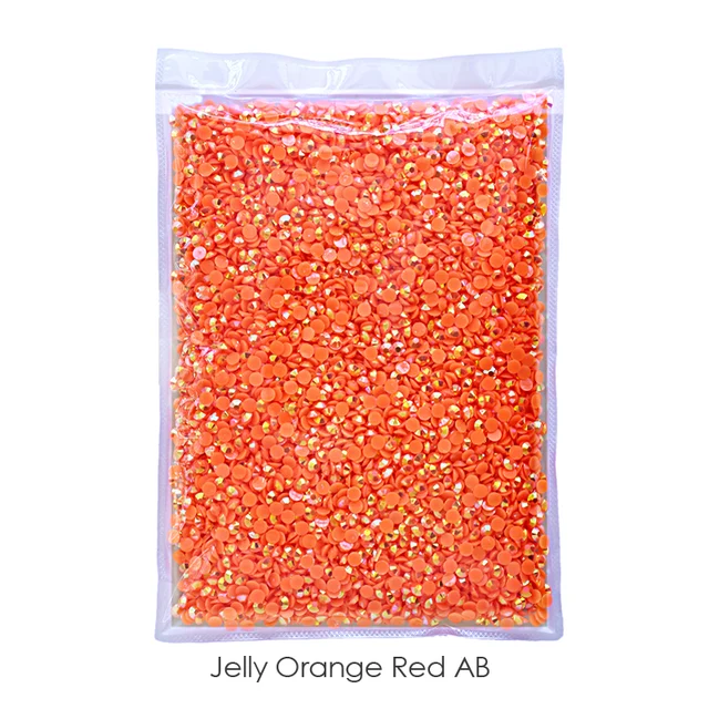 Wholesale Jelly AB Resin Non Hot Fix Rhinestones Cтразы Flatback Plastic Crystals Strass Glitters Stone Bulk Big Package for DIY Jelly Orange Red AB