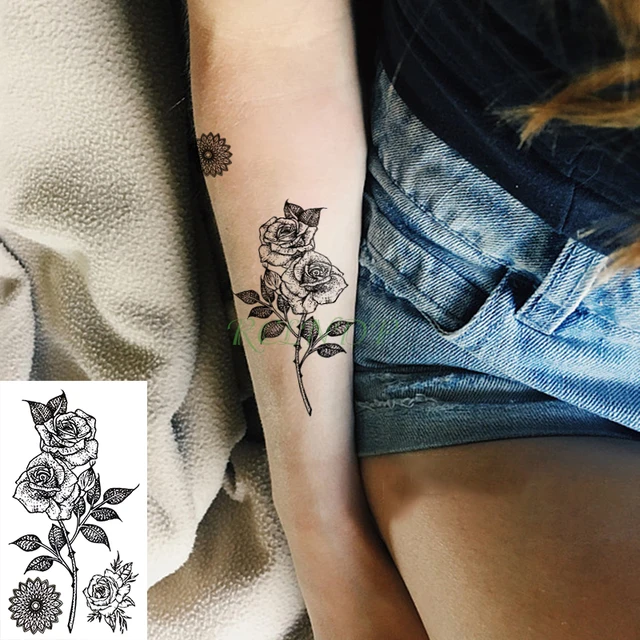 045 Autocollant De Tatouage Temporaire Imperméable Fleur De Lotus Faux Tatto Flash Tatoo Tatouage Poignet Pied Main Pour Fille Femmes Femmes