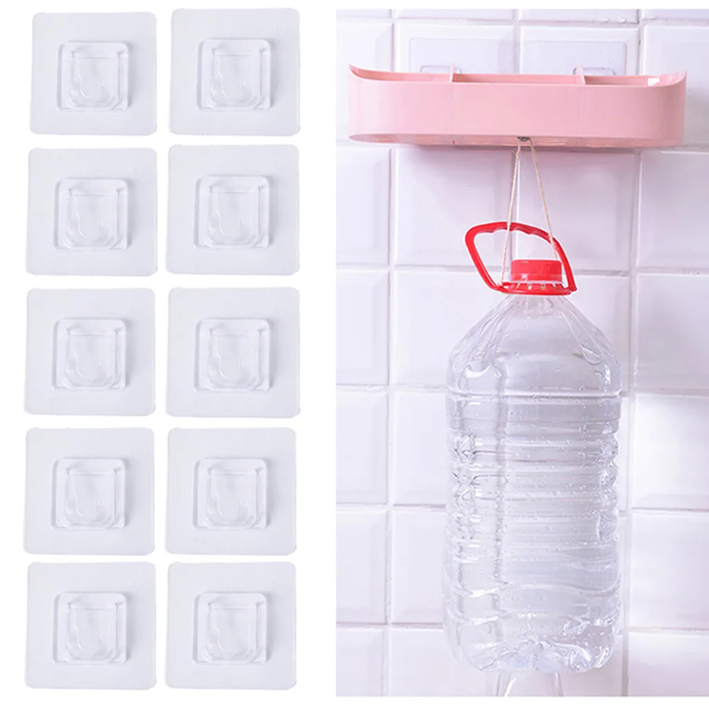 10pcs Seamless adhesive sheet U-shaped buckle Paste sheet Punch-Free Seamless Patch U-Shaped Buckle Rack Soap Box Paste#B