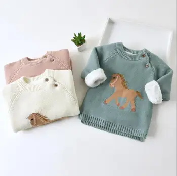 

Baby Sweaters Long Sleeve Autumn Newborn Kids Sweater Cute Horse Toddler Girls Boys Winter Clothes Warm Knitted Ribbed Outerwear