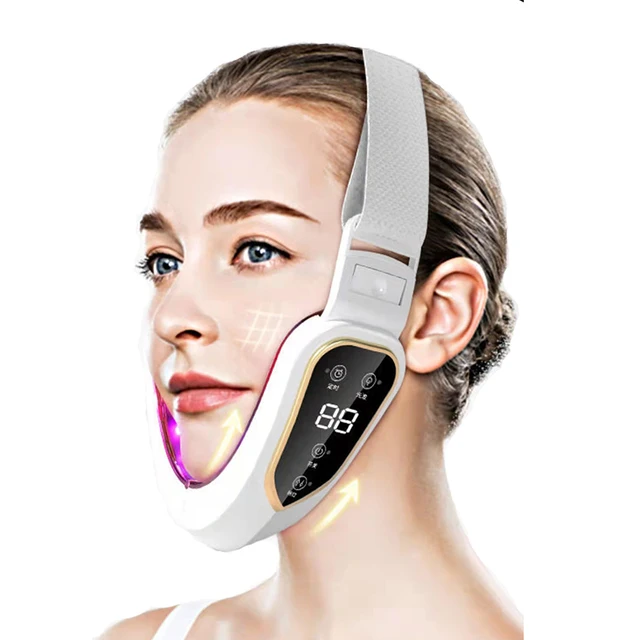 Face Lifting Machine Electric V-Face Shaping Massager Vibration Slimming Double Chin Reducer V-Line Cheek Lift Up Face Slimming white 03