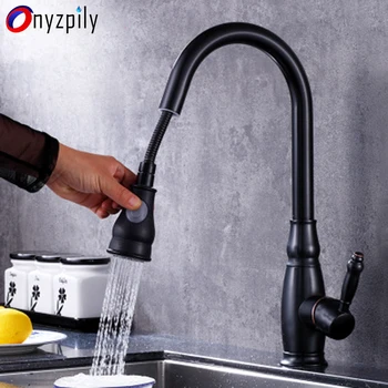 

Onyzpily Kitchen Faucet Pull Out Kitchen Faucet Single Handle Hot Cold Water Mixer 360 Rotation 2 Water Modes Torneira Rotate Ta