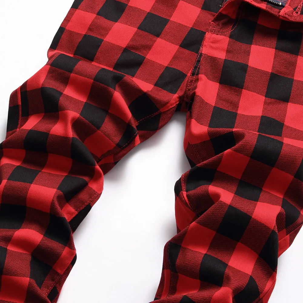 Red Plaid Pants Pantaloni Uomo Rossi Quadri Pantaloni Uomo Tartan