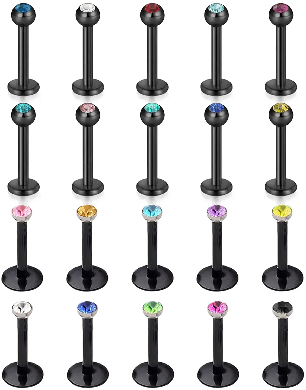 Forward Helix Earring Surgical Steel Bioflex Tragus Cartilage Lip Rings 16G 10mm Zircon Labret Stud Barbell Piercing Jewelry | Украшения и