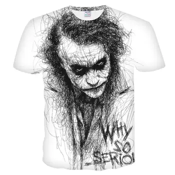 

New Men's T-Shirt Sketch The Clown 3D Printed T-shirt Man Joker Face Casual Round Neck Man T-shirt Clown Short Sleeve Shirts