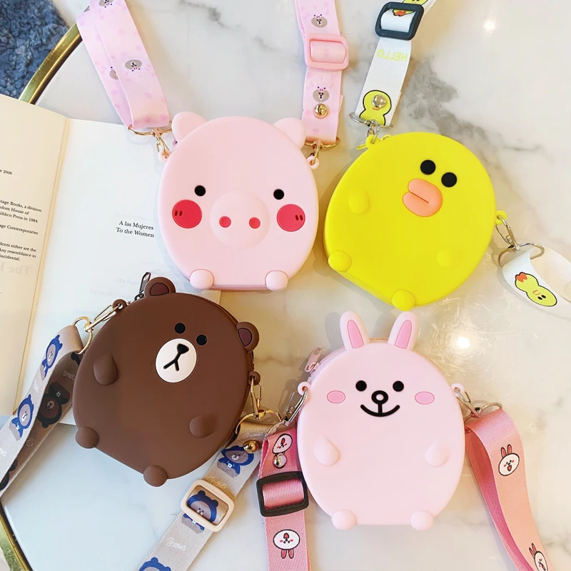 

South Korea Cute Bear Fashion Shoulder Bags Women Cartoon Portable Purse And Handbag Girls Mini Wallet Pouch Zipper Coin Bag