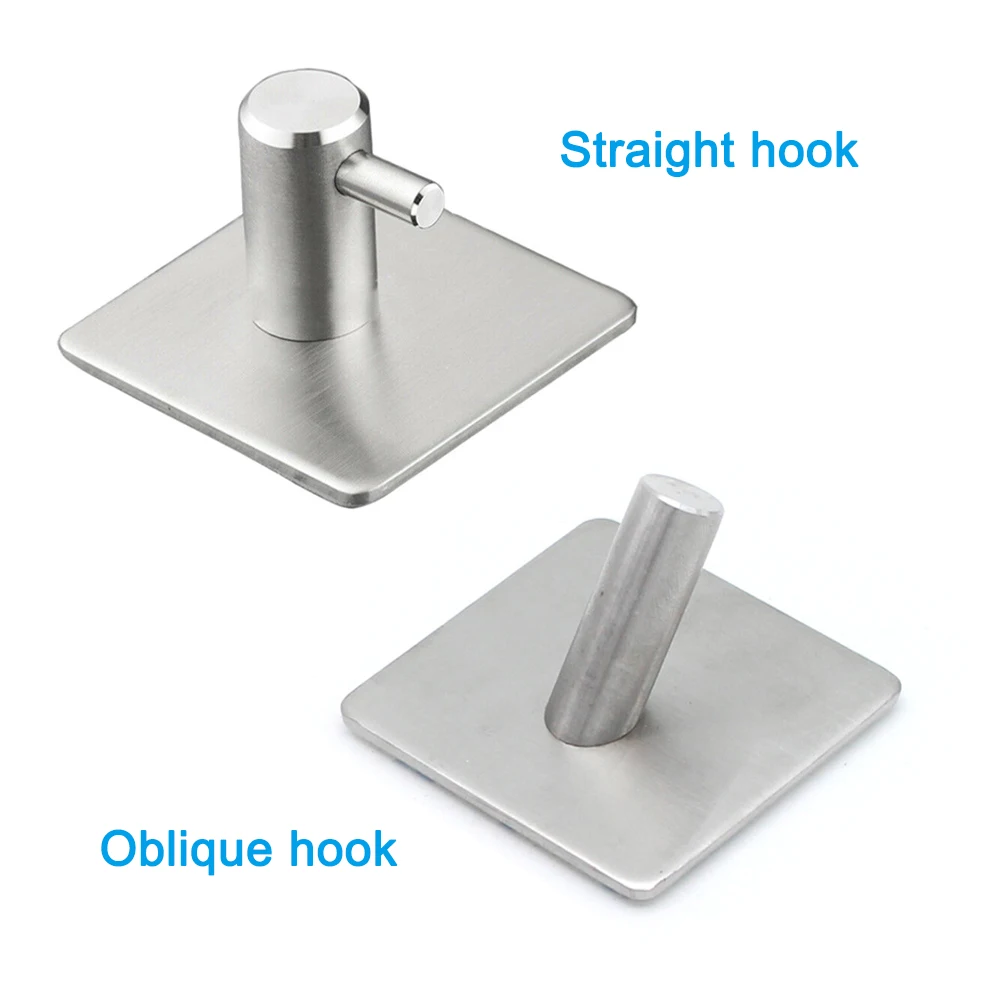Strong Adhesive Wall Hooks Utility Colorful Hanging Hooks Stainless Steel Storage Hooks for Home Kitchen Closet Bathroom 4pcs 