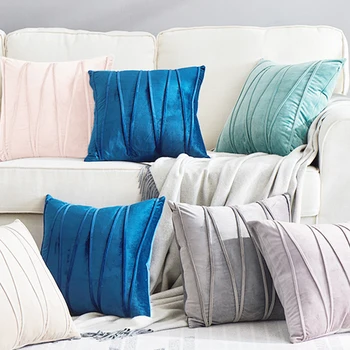 

1pc Throw Pillow Cover Modern Minimalist Dutch Velvet Embroidered Striped Pillowcase Cushion Cover for Sofa Chair Car 45x45cm