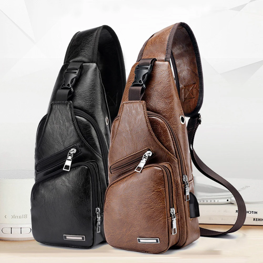 

Men's Crossbody Bags Men's USB Chest Bag Designer Messenger Handbag Leather Shoulder Bags Diagonal Package Back Pack Travel
