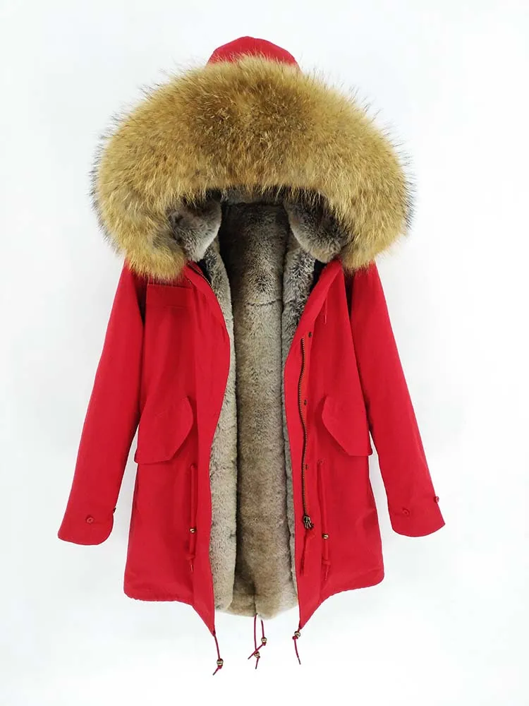 Отстегивающееся пальто с подкладкой из искусственного кроличьего меха с настоящим и натуральным воротником из меха енота, модная теплая куртка с капюшоном, S-7X, новая Мужская парка - Цвет: 4
