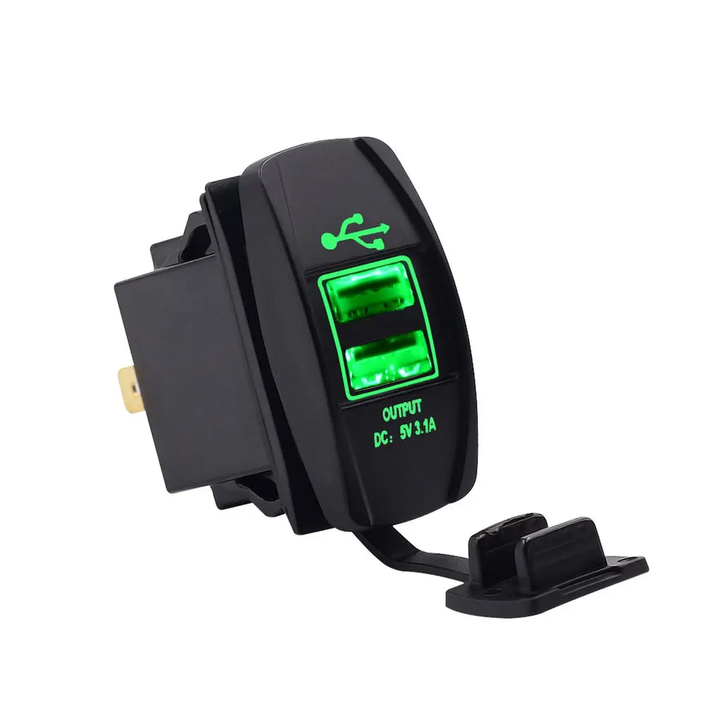 3.1A Универсальный Автомобильный мотоцикл двойной USB Автомобильное зарядное устройство DC12V-24V водонепроницаемый короткого замыкания защита от перегрева разъем питания - Цвет: Зеленый