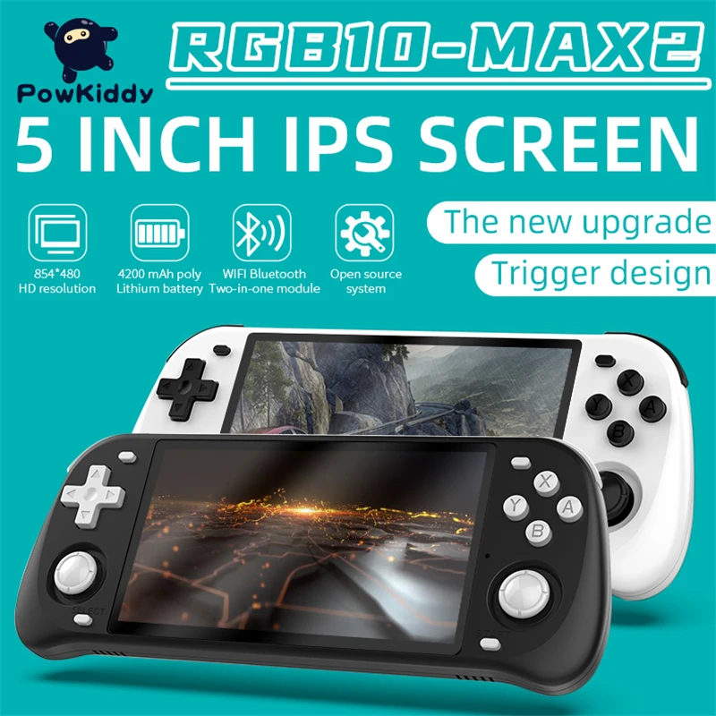 POWKIDDY RGB10 max 2 Retro Handheld Game Console Open Source System rgb10 Max2 5.0-Inch IPS Screen 3D Rocker Childrens Gift - ANKUX Tech Co., Ltd