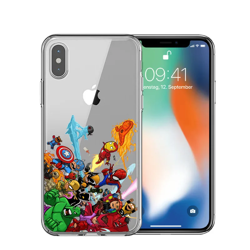 Чехол Marvel Avengers для iPhone XS Max XR X 7 8 6 Plus 5 Super Homem De Ferro Do Homem Мстители Endgame Casos de telefone Coque - Цвет: TPU