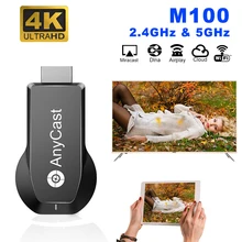 Android m100 2.4g/5g 4k miracast sem fio dlna airplay anycast wifi display receptor dongle suporte windows andriod ios pc