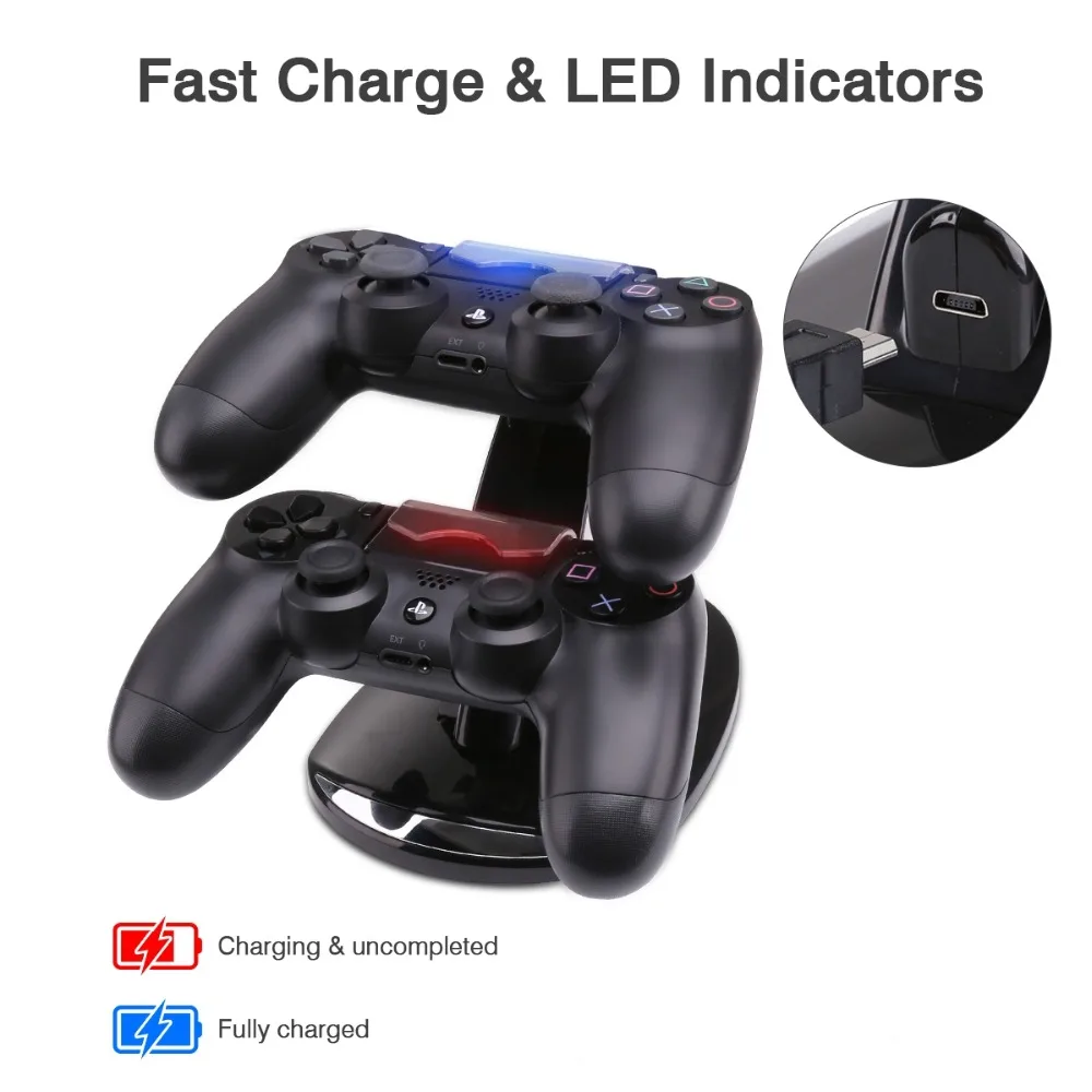 Зарядная станция для контроллера PS4 двойной разъем USB светодиодный сигнал