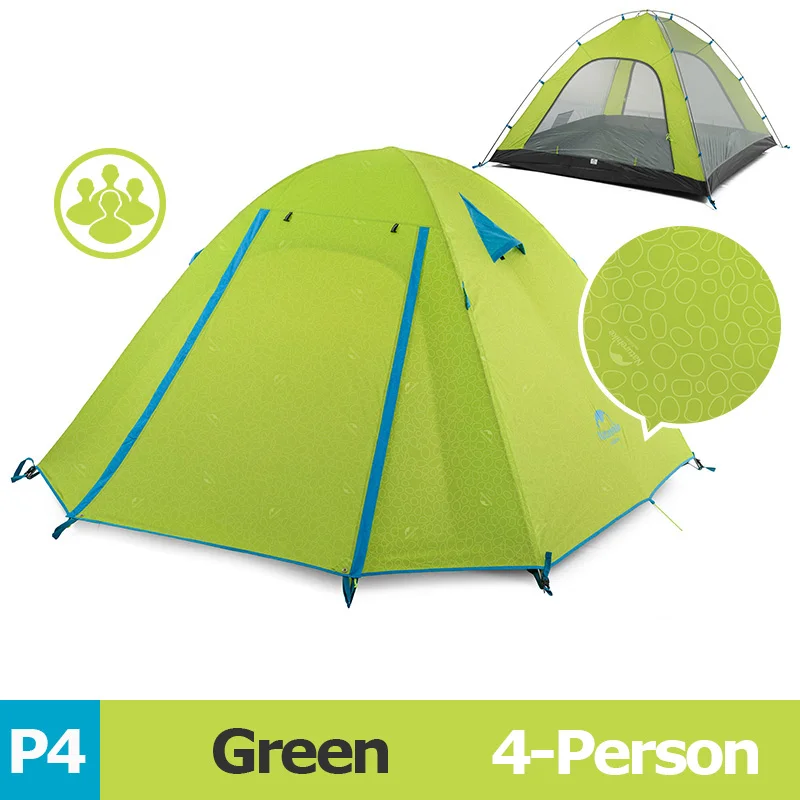 Naturehike NH15Z003-P двухслойная УФ-защита 3 сезона 2 3 4 человек Мужская палатка для альпинизма Кемпинг Туризм Водонепроницаемый - Цвет: 4-Person Green