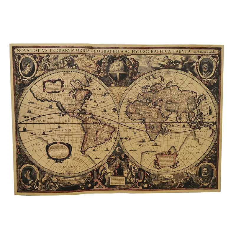  1 pcs English poster Vintage decoration Student school stylistic teaching geography atlas Science f - 4000217620086