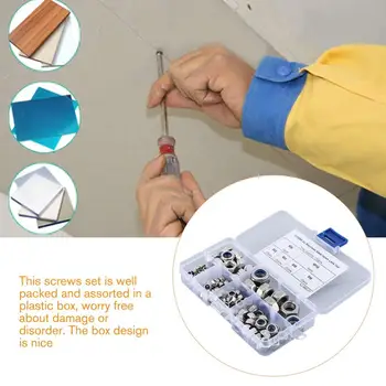 

100pcs 304 Stainless Steel Nylon Nut Combination Set A2-985-01 Nylon Lock Nut DIN985 A2 Metric Assortment Kit