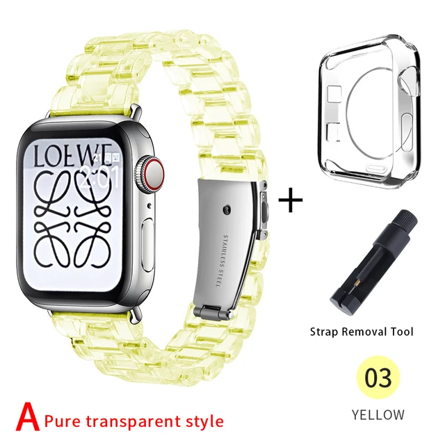 Newest Strap for Apple Watch Band Series SE 7 6543 Transparent for Iwatch bracelet 38 41 45 40mm 42mm 44mm Watchband accessories yellow