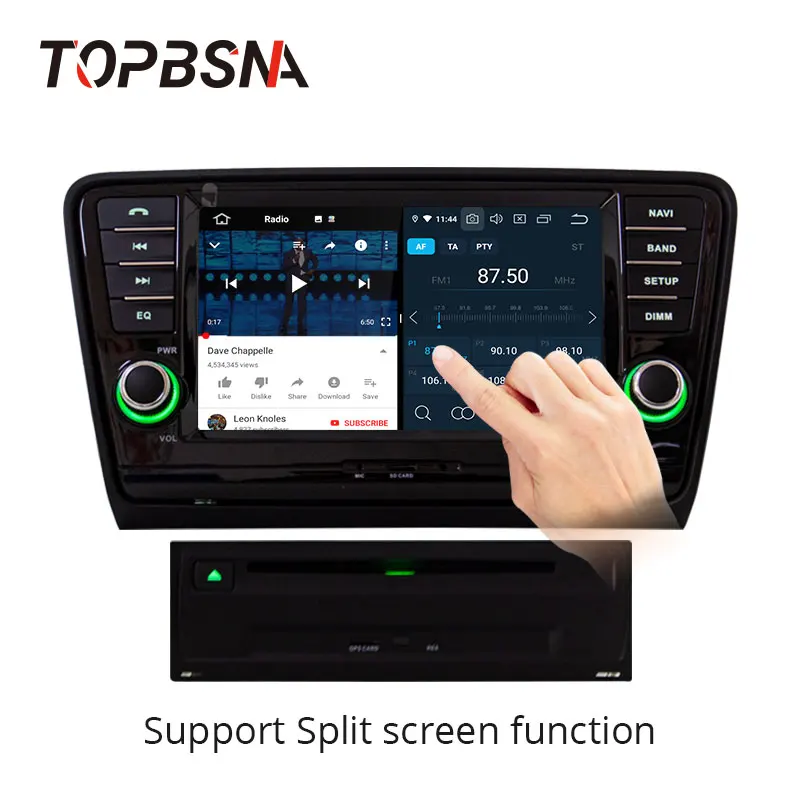 Excellent TOPBSNA 1 Din Car Multimedia Player Android 9.0 For Skoda Octavia GPS Navigation Automotive Car Stereo Octa cores 4G+64G WIFI SD 1