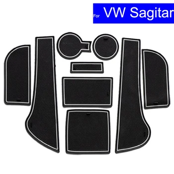 

9 Pcs Non-slip Car Door Gate Slot Mats Carpets Position Cup Holder Pads For Volkswagen VW Sagitar 2014 Door Groove Mat