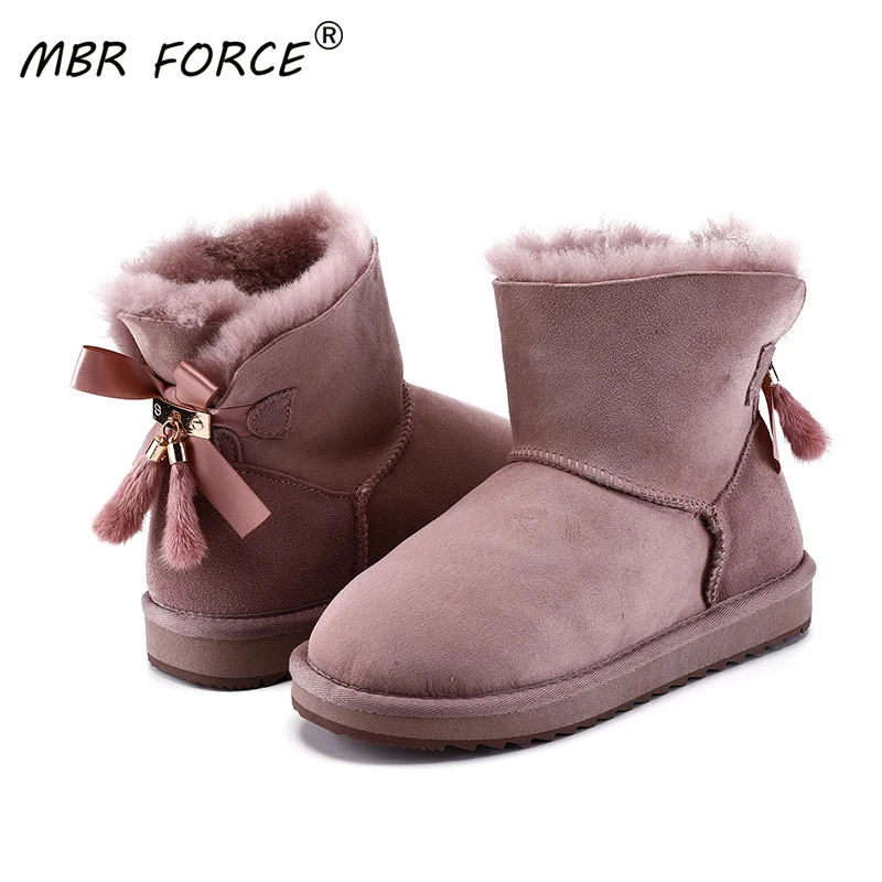 MBR FORCE/женские короткие зимние замшевые ботинки из овечьей кожи и шерсти на меху с