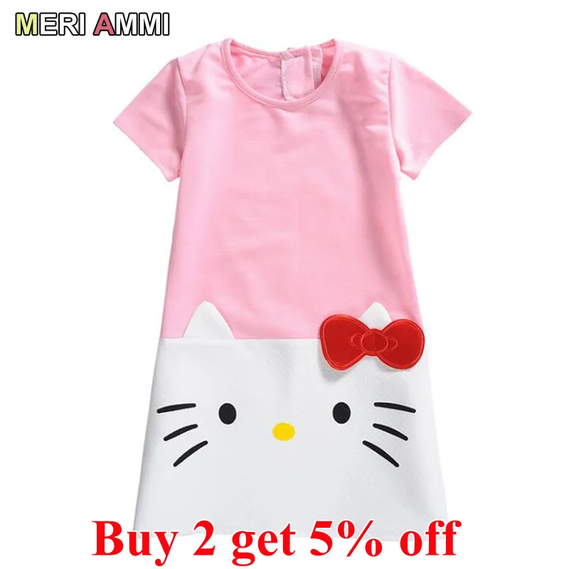 New Children Girl Cotton Clothing Cartoon Rabbit Cat Christmas Short Sleeve Dress Up Long Tees For 2-9 Year Kid Baby J553 J568 | Детская