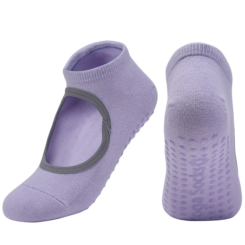 

Solid Color Women's Yoga Socks Soft Breathable Sports Dance Socks Glue Point Anti-skid Exposed Back Socks 5 Pairs/lot SKD0302