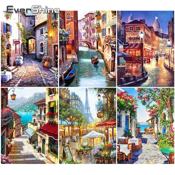 

EverShine Diamond Painting Scenery Street Picture Rhinestone Full Square Diamond Embroidery Alley Cross Stitch Mosaic Home Decor
