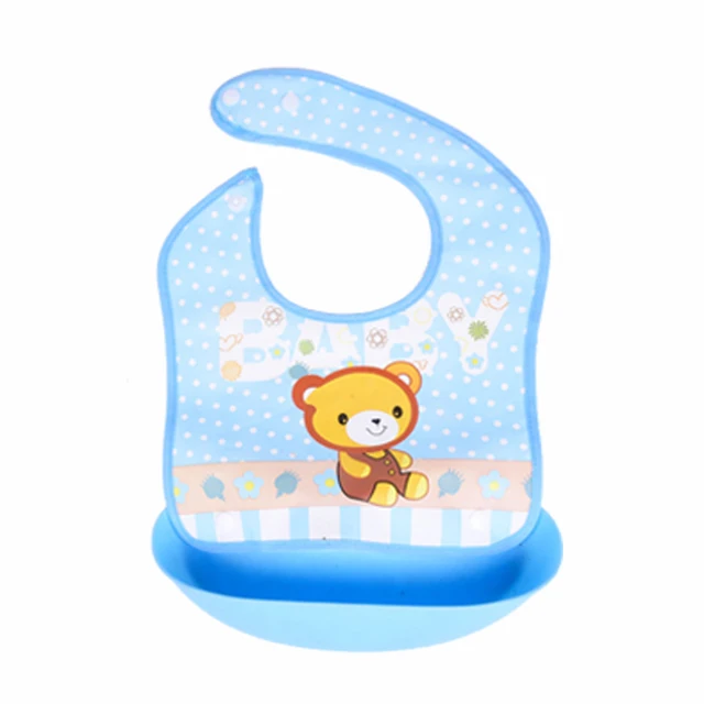 Baby Bib Waterproof Apron Long Sleeve Art Smock for Kids Baby Stuff Chest Protection Feeding Bibs blue bear