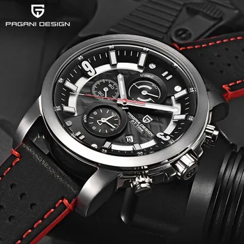 

PAGANI DESIGN Multifunctional Calendar Quartz Watch Men's Fashion Sports Chronograph Luminous Waterproof Leather Men Watches