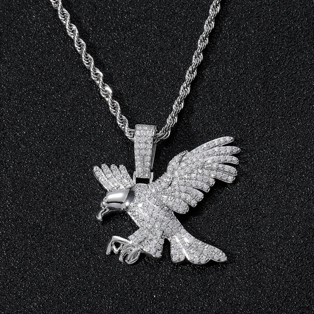 

Iced Out Bling Bling Animal Birds Pendant Necklace Mirco Pave Prong Setting Men Women Female Male Fashion Hip Hop Jewelry BP150