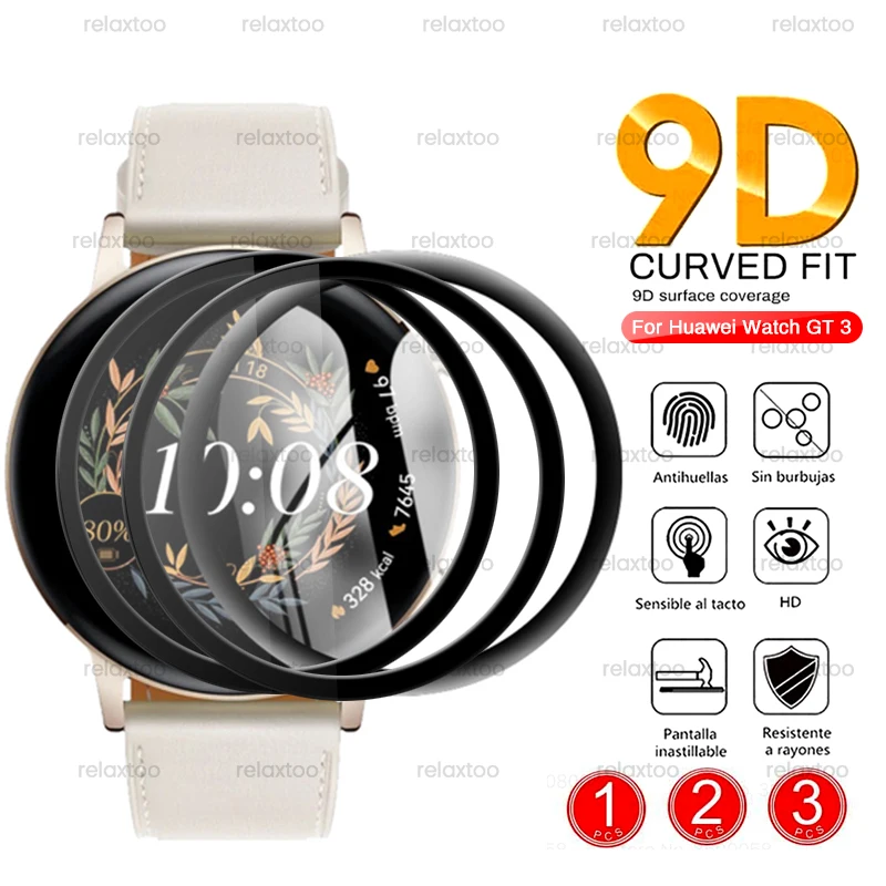 1-3PCS 9D Curved Soft Fiber Protective Glass For Huawei Hauwei Watch GT3 GT 3 42MM 46MM Smart Watch Screen Protectors Film Cover