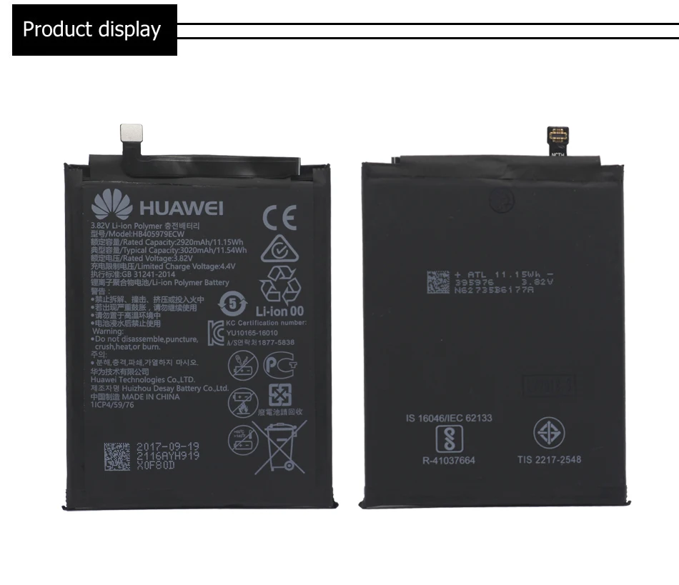 Huawei аккумулятор для телефона HB405979ECW для huawei Nova/Enjoy 6S Honor 6A 6C 8A/7A Pro/Y5/Y6 Pro P9 Lite Mini 2920mAh