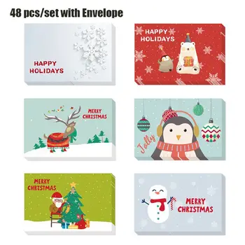 

48-Pack Merry Christmas Greeting Cards Bulk Box Set - Holiday Xmas Greeting Cards with 6 Winter Holiday Designs with Envelopes