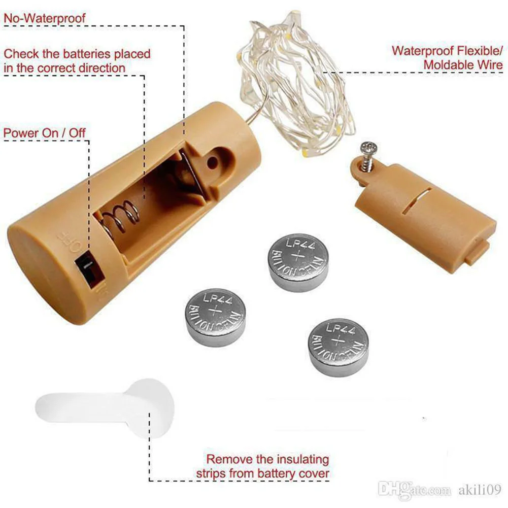 Без батареи 10 светодиодных лент для бутылки вина лампа сказочная S гирлянда