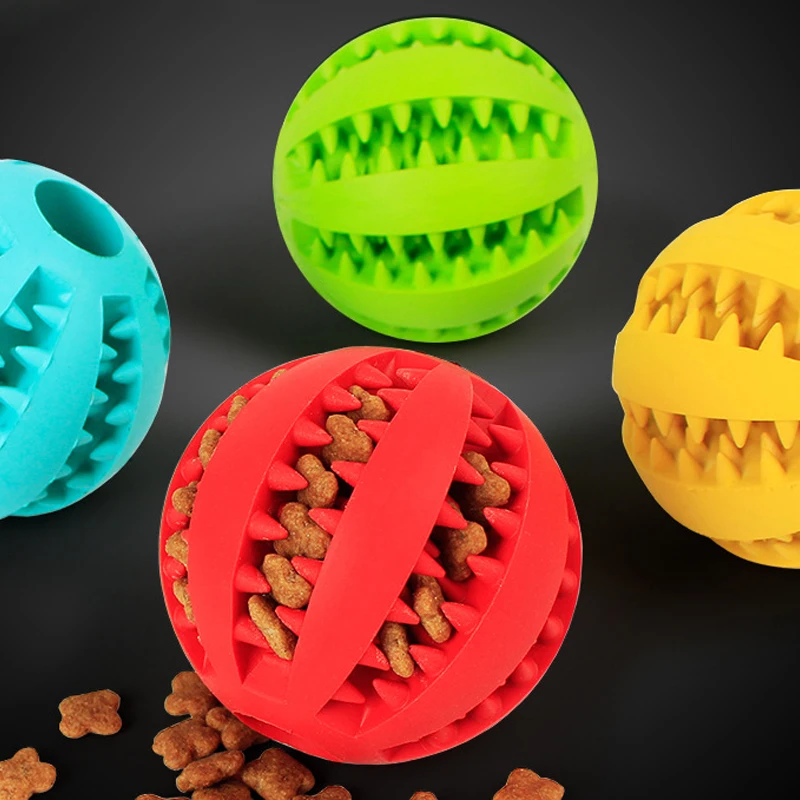 

2019 Small Pet Dog Toys 5cm Stretch Natural Rubber Leaking Ball Pet Toy Interactive Toy Cat Chew Toys Toothing Cleaning Balls