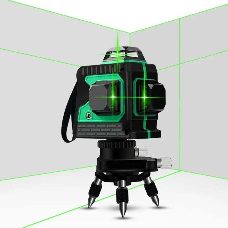 

3D IP54 Waterproof 12 Lines Green Laser Levels Self-Leveling 360 Horizontal And Vertical Cross Super Powerful Green Laser Beam