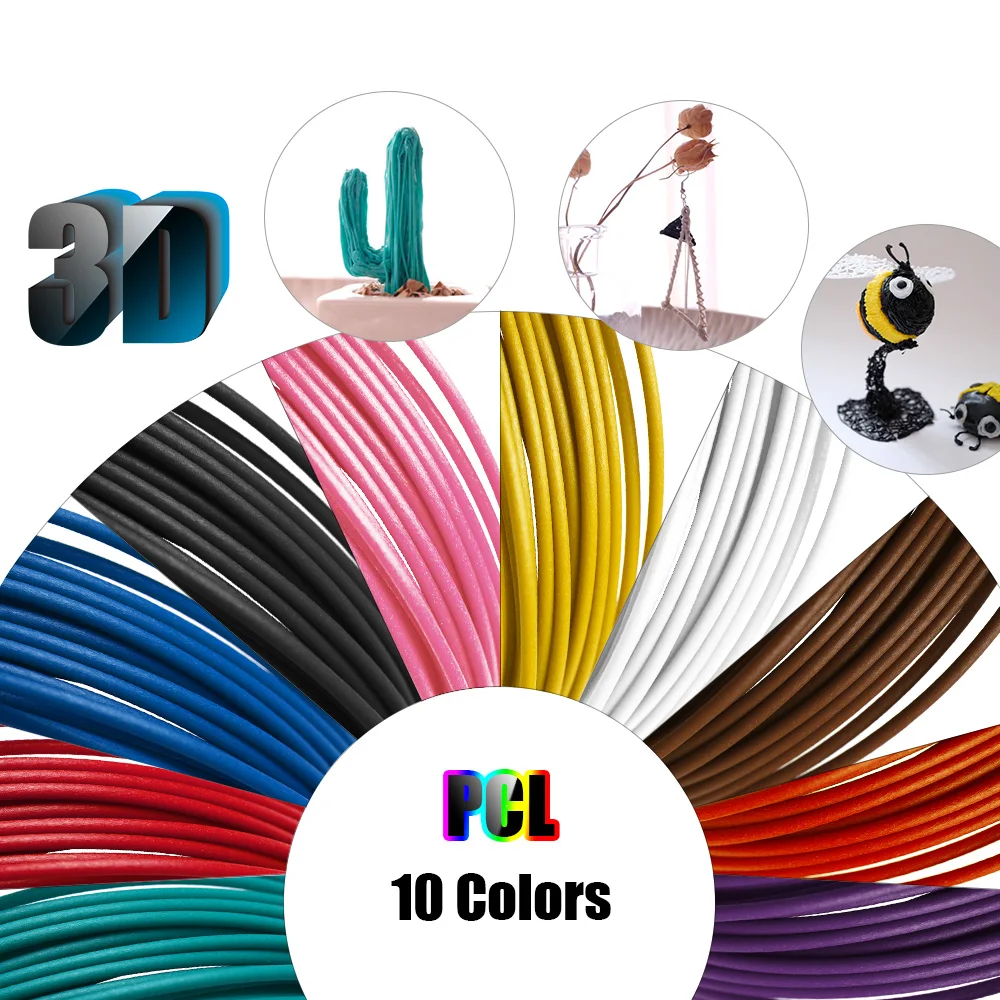 10pcs 1.75mm PCL Filament 3D Pen Filament Refills Premium Set of 10  Colors for TECBOSS SUNLU Anet 3D Printing Pen Printer clear petg filament