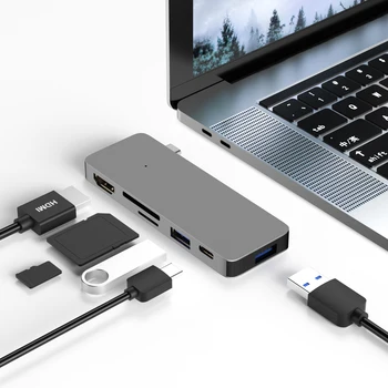 Hub divisor usb para ordenador portátil, tipo c, macbook pro con HDMI, USB 3,0, tarjeta sd, micor, tarjeta sd, macbook air
