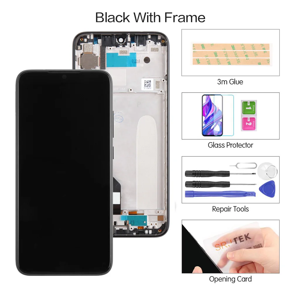 Black with Frame 6," ips дисплей для Xiaomi Redmi Note 7 lcd сенсорный экран для Redmi Note7 Note 7 Pro lcd дисплей дигитайзер сборка - Цвет: Black with Frame