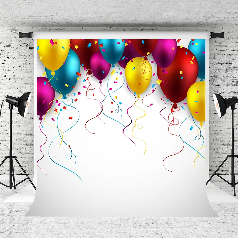 5X10FT-Happy Birthday Children Balloon Photography Backdrops Wood Photo Studio Background